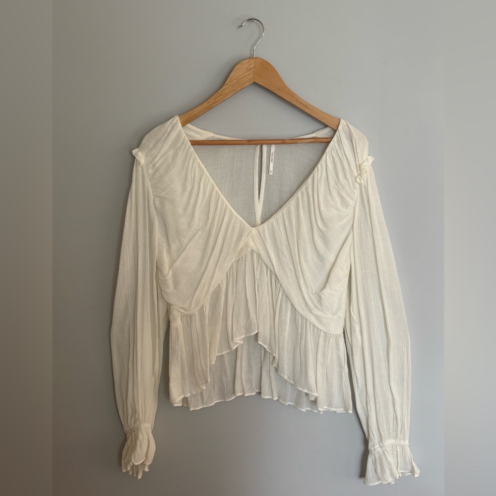 Free People Cream Layered Blouse